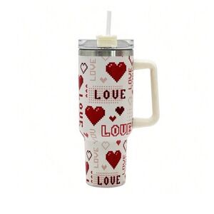40oz Stainless Steel Insulated Tumbler – Multicolor Heart Shape Design